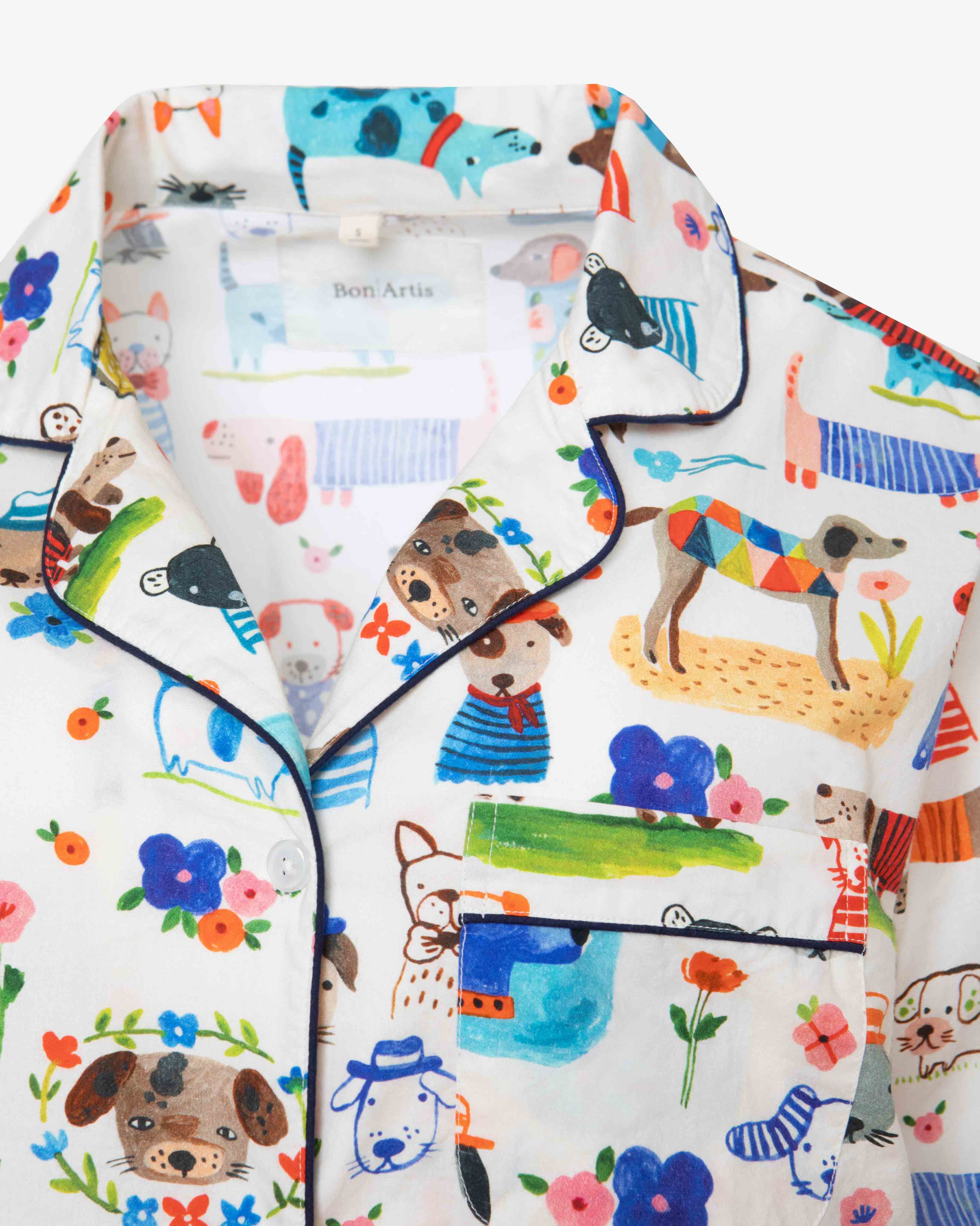 Painted Dog Long Shirt Pajamas